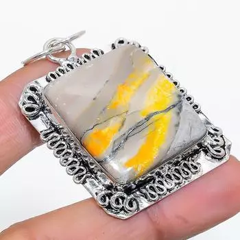 Подвеска из натурального яшмы шмеля ручной работы из стерлингового серебра 925 пробы 2,17 дюйма W2z01