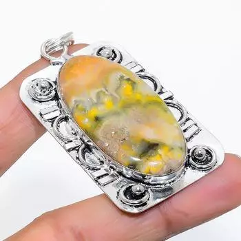 Подвеска из натурального яшмы шмеля ручной работы из стерлингового серебра 925 пробы 2,60 дюйма h2U72