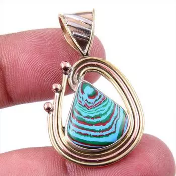 Подвеска из натурального радужного кальцита из цельного серебра 925 пробы в двух тонах 1,50 f5C63