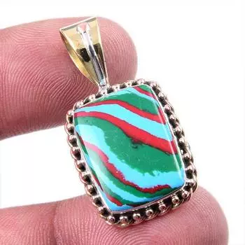 Подвеска из натурального радужного кальцита из цельного серебра 925 пробы в двух тонах 1,25 M9U93