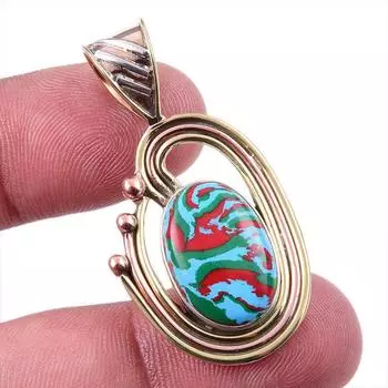 Подвеска из натурального радужного кальцита из цельного серебра 925 пробы в двух тонах 1,50 I1W09