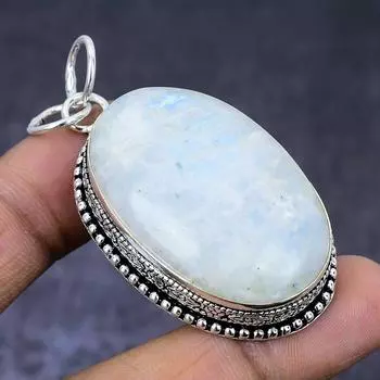 Подвеска из натурального радужного лунного камня 925 пробы из серебра 2,25 дюйма i0H36