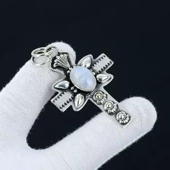 Подвеска из натурального радужного лунного камня, подвеска из стерлингового серебра 925 пробы, подвеска из ювелирного ожерелья с синим огненным лунным камнем, подарки ко Дню святого Валентина, подарок матери 2.55 белый