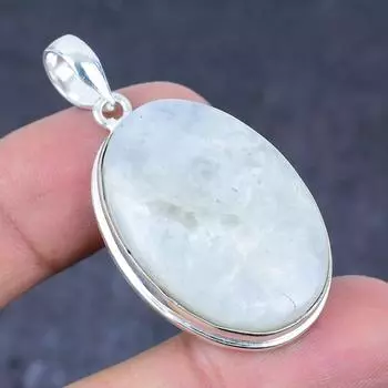 Подвеска из натурального радужного лунного камня ручной работы из стерлингового серебра 925 пробы 1,97 дюйма P7i74