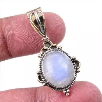 Подвеска из натурального радужного лунного камня 925 пробы в двух тонах из чистого серебра 1,50 дюйма W6j31