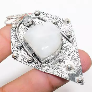 Подвеска из натурального радужного лунного камня, белого топаза из стерлингового серебра 925 пробы 2,88 дюйма D6N30