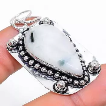 Подвеска из натурального радужного лунного камня ручной работы из стерлингового серебра 925 пробы 1,97 дюйма L0w03