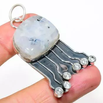 Подвеска из натурального радужного лунного камня и топаза из стерлингового серебра 925 пробы 2,48 дюйма r8v80