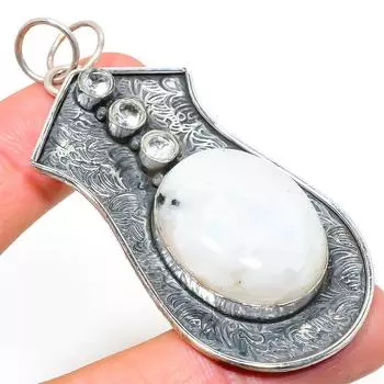 Подвеска из натурального радужного лунного камня и топаза из стерлингового серебра 925 пробы 2,96 дюйма Z1y38