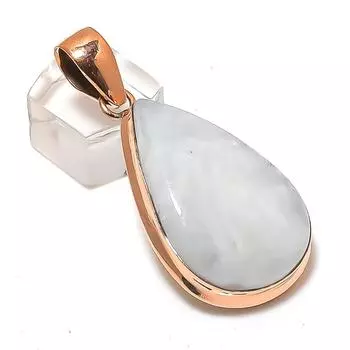 Подвеска из натурального радужного лунного камня ручной работы из меди 2,21 дюйма c3d69