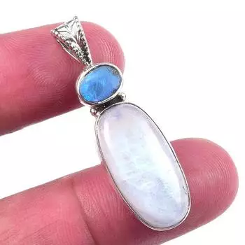 Подвеска из натурального радужного лунного камня, австралийского опала из цельного серебра 925 пробы 1,50 m6g99