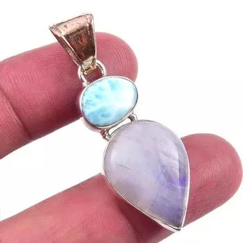 Подвеска из натурального радужного лунного камня Republic Larimar 925 из цельного серебра 1,75 N6F83