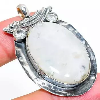 Подвеска из натурального радужного лунного камня и топаза из стерлингового серебра 925 пробы 2,09 дюйма t8I18