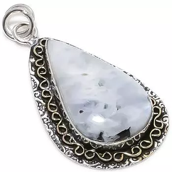 Подвеска из натурального радужного лунного камня, стерлингового серебра 925 пробы, двухцветная, 2,25 дюйма, D1k31