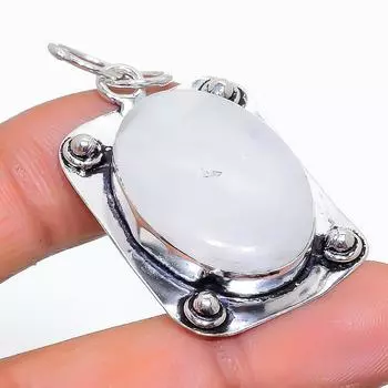 Подвеска из натурального радужного лунного камня ручной работы из стерлингового серебра 925 пробы 1,89 дюйма N7M62