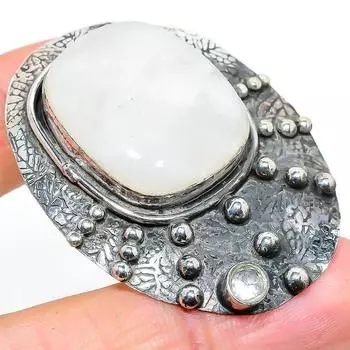 Подвеска из натурального радужного лунного камня и топаза из стерлингового серебра 925 пробы 2,01 дюйма z4T13