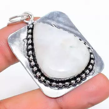 Подвеска из натурального радужного лунного камня ручной работы из стерлингового серебра 925 пробы 2,05 дюйма z1Q77