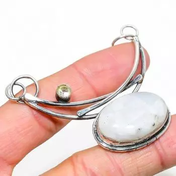 Подвеска из натурального радужного лунного камня, цитрина из стерлингового серебра 925 пробы 2,44 дюйма S4F74
