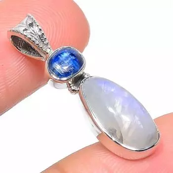 Подвеска из натурального радужного лунного камня, кианита из стерлингового серебра 925 пробы 1,22 дюйма h0t91