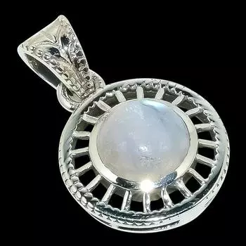 Подвеска из натурального радужного лунного камня ручной работы из твердого серебра 925 пробы 1 дюйм F7V33