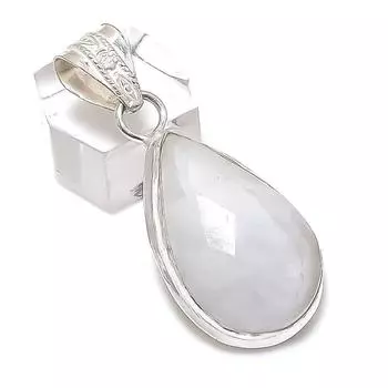 Подвеска из натурального радужного лунного камня из стерлингового серебра 925 пробы 1,85 дюйма G8v10