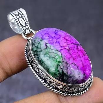 Подвеска из натурального радужного солнечного кварца 925 пробы из серебра 2,09 дюйма H5j62