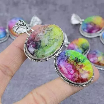 Подвеска из натурального радужного солнечного кварца из стерлингового серебра 925 пробы 3,31 дюйма p6k22