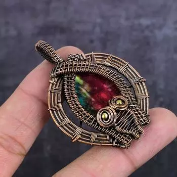 Подвеска из натурального радужного солнечного кварца с медной проволокой 2,44 дюйма R6V67