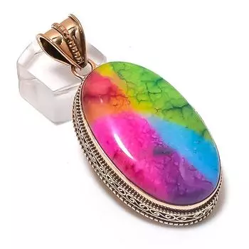 Подвеска из натурального радужного солнечного кварца ручной работы из меди 2,44 дюйма b4W24