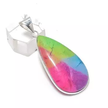 Подвеска из натурального радужного солнечного кварца из стерлингового серебра 925 пробы 2,09 дюйма P9Z17