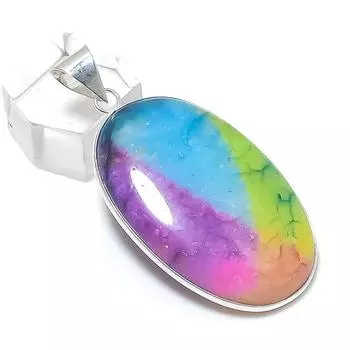 Подвеска из натурального радужного солнечного кварца из стерлингового серебра 925 пробы 2,17 дюйма v0U99