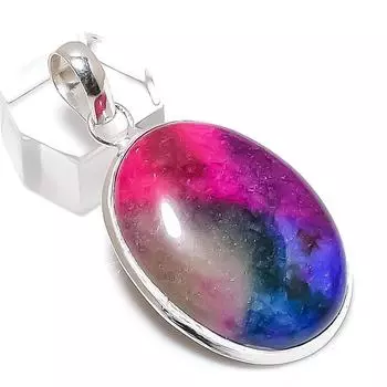 Подвеска из натурального радужного солнечного кварца из стерлингового серебра 925 пробы 1,97 дюйма K1r75