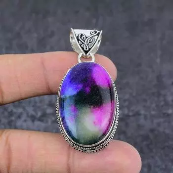 Подвеска из натурального радужного солнечного кварца из стерлингового серебра 925 пробы 2,05 дюйма G4o24