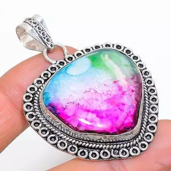 Подвеска из натурального радужного солнечного кварца ручной работы из стерлингового серебра 925 пробы 2,05 дюйма m3u34