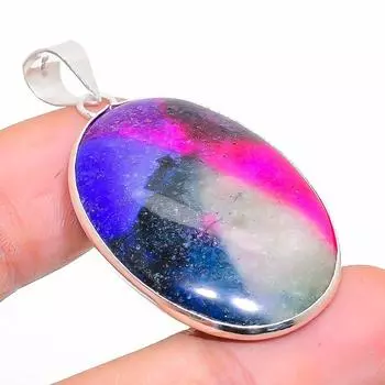 Подвеска из натурального радужного солнечного кварца из стерлингового серебра 925 пробы 1,85 дюйма L5v00