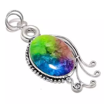 Подвеска из натурального радужного солнечного кварца из стерлингового серебра 925 пробы 3,35 дюйма Y2B16