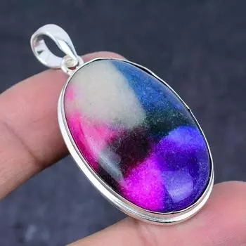 Подвеска из натурального радужного солнечного кварца ручной работы из стерлингового серебра 925 пробы 2,05 дюйма N1b55