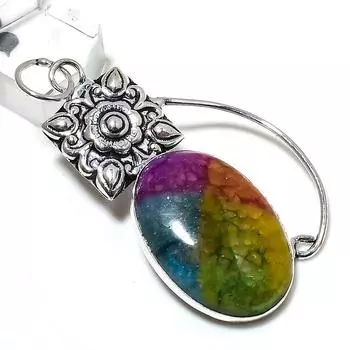 Подвеска из натурального радужного солнечного кварца ручной работы из стерлингового серебра 925 пробы 2,60 дюйма J2l44