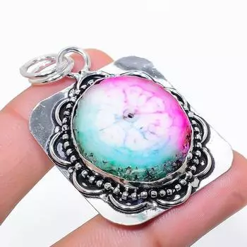 Подвеска из натурального радужного солнечного кварца из стерлингового серебра 925 пробы 2,17 дюйма y1Z95