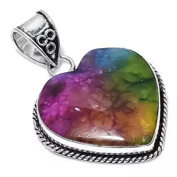 Подвеска из натурального радужного солнечного кварца ручной работы из стерлингового серебра 925 пробы 1,89 дюйма f7w53