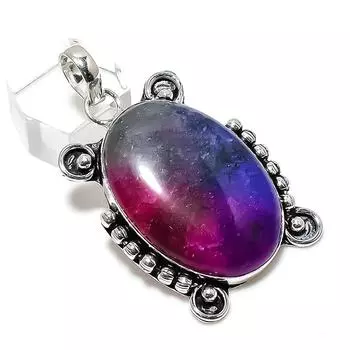 Подвеска из натурального радужного солнечного кварца из стерлингового серебра 925 пробы 2,05 дюйма L6E41