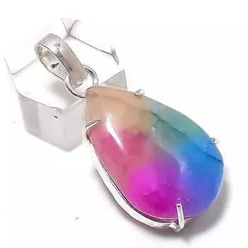 Подвеска из натурального радужного солнечного кварца из стерлингового серебра 925 пробы 1,77 дюйма T9S53