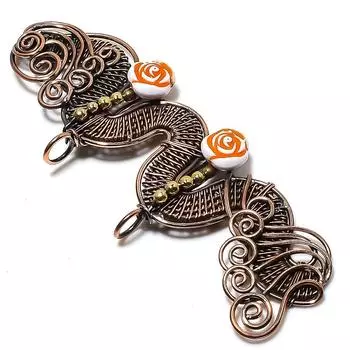 Подвеска из натурального резного цветка с медной проволокой 1,38 дюйма w9G42