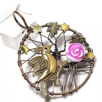 Подвеска из натурального резного цветка с медной проволокой 2,17 дюйма F5Y84