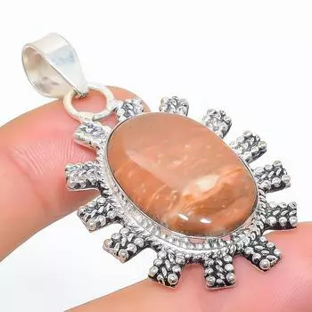 Подвеска из натурального риолитового яшмового камня из стерлингового серебра 925 пробы 2,25 дюйма g2f64