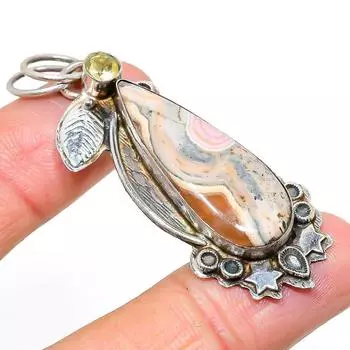 Подвеска из натурального родохрозита, цитрина, стерлингового серебра 925 пробы, 2,40 дюйма, r9L78