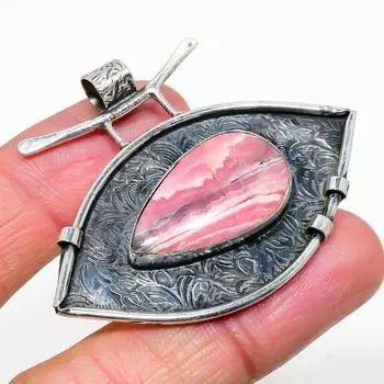 Подвеска из натурального родохрозита из стерлингового серебра 925 пробы 1,77 дюйма K6s39