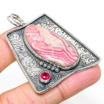 Подвеска из натурального родохрозита, розового рубиллита из стерлингового серебра 925 пробы 2,17 дюйма N6f33
