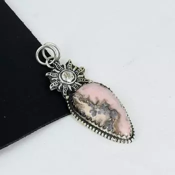 Подвеска из натурального родохрозита, стерлинговое серебро 925 пробы — дизайн ручной работы, повседневные украшения, уникальная подвеска из родохрозита, подарки на День отца 2.95 розовый