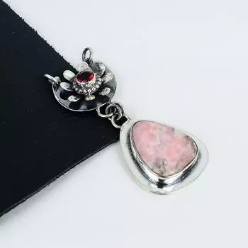 Подвеска из натурального родохрозита, стерлинговое серебро 925 пробы — дизайн ручной работы, повседневные украшения, уникальная подвеска из красного граната, подарки на день рождения 2.95 розовый